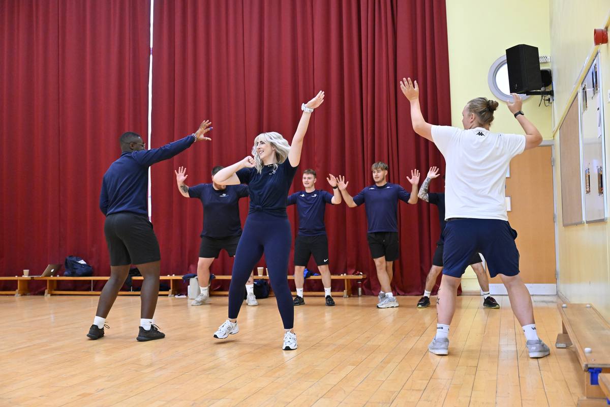 Dance class in school hall